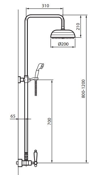 Fromac Etros kolumna prysznicowa z deszczownicą chrom 15171