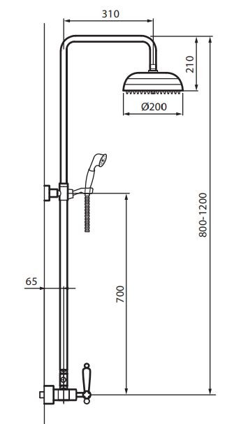 Fromac Etros kolumna prysznicowa z deszczownicą brąz antyczny 15171BR