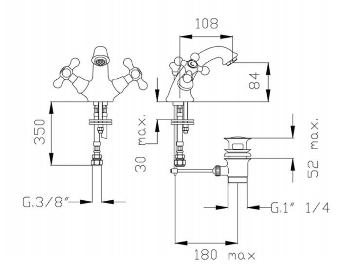Fromac Victorian bateria umywalkowa z korkiem automatycznym brąz antyczny 2275VBR