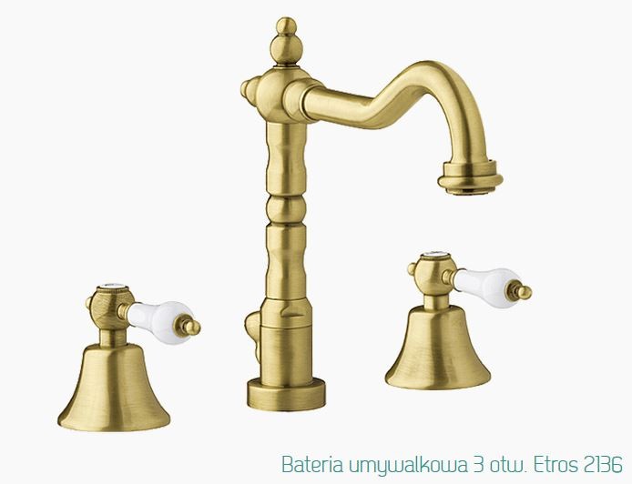 Fromac Etros bateria umywalkowa 3-otworowa z korkiem automatycznym brąz antyczny 2136BR
