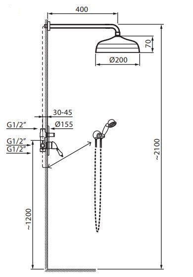 Fromac Etros kompletny system prysznicowy podtynkowy z deszczownicą brąz antyczny 3852BR