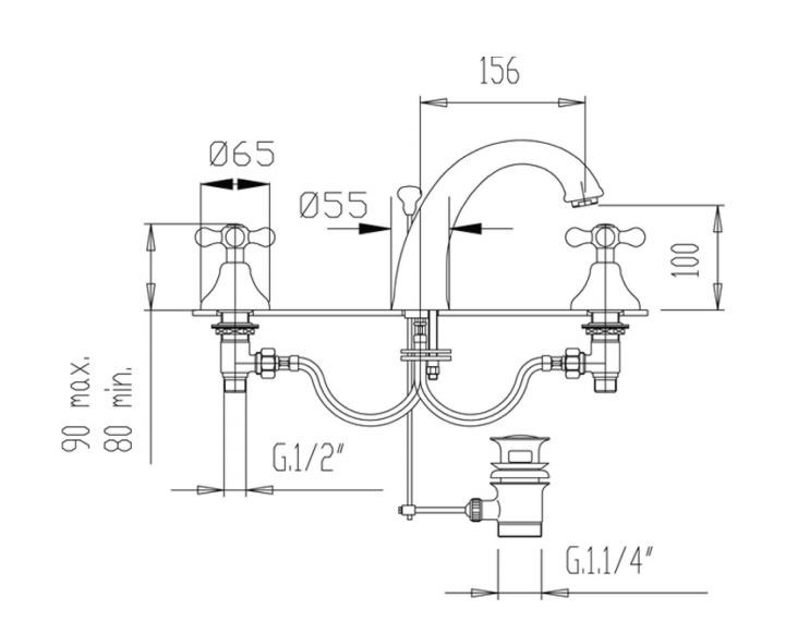 Fromac Victorian bateria umywalkowa 3-otworowa z korkiem automatycznym chrom 2240V
