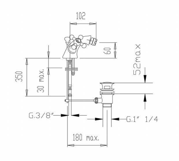 Fromac Victorian bateria bidetowa z korkiem automatycznym brąz antyczny 2305V
