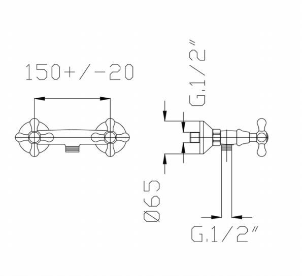 Fromac Victorian bateria prysznicowa ścienna brąz antyczny 2311VBR