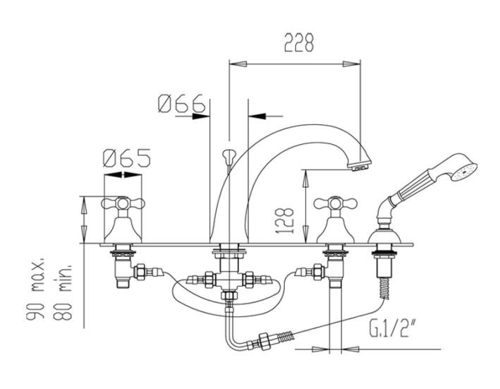 Fromac Victorian bateria wannowa 4-otworowa chrom 2228V