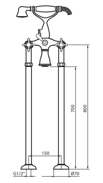 Fromac Victorian bateria wannowa wolnostojąca brąz antyczny 2210VFSBR