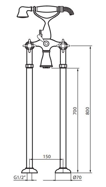 Fromac Victorian bateria wannowa wolnostojąca chrom 2210VFS