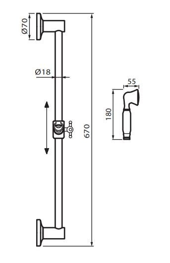 Fromac zestaw prysznicowy z drązkiem 67cm RETRO brąz antyczny 2056BR