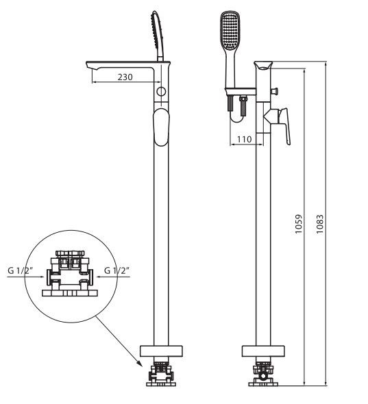 Vedo Otto bateria wannowa wolnostojąca chrom VBO8008