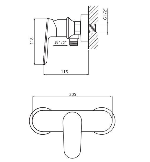 Vedo Otto bateria prysznicowa ścienna chrom VBO8005