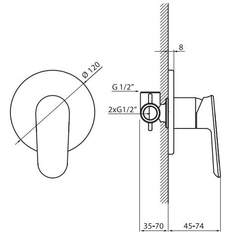 Vedo Otto bateria prysznicowa podtynkowa chrom VBO8014