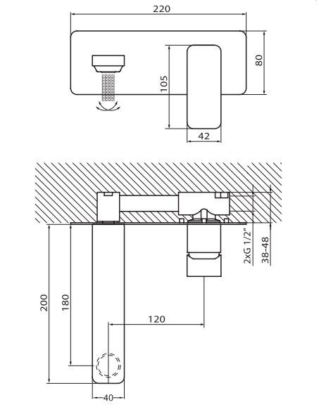 Vedo Mito bateria umywalkowa podtynkowa z korkiem klik klak chrom VBM3012/C