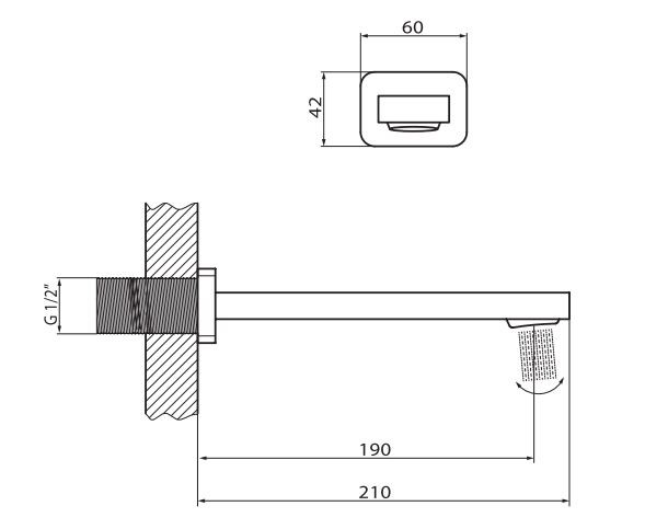 Vedo Mito wylewka wannowa ścienna chrom VBM3033