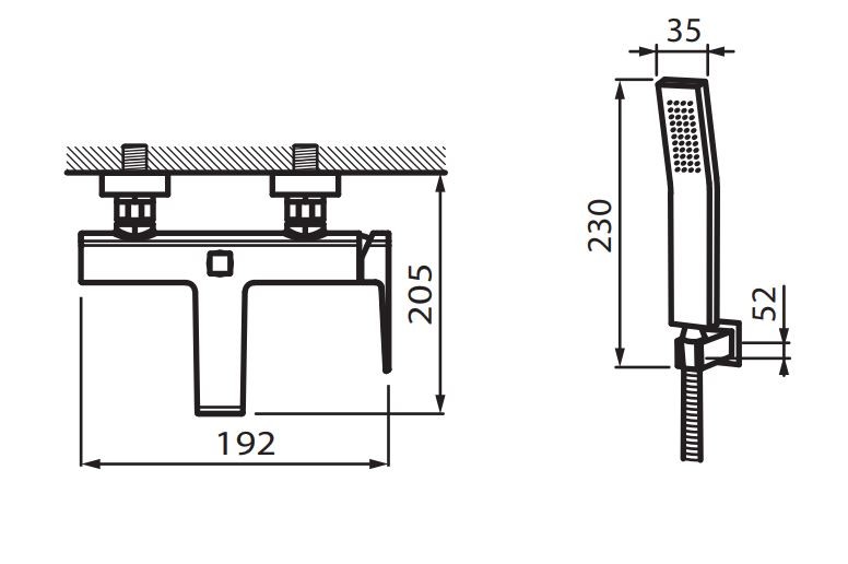 Vedo Sette bateria wannowa ścienna z zestawem chrom VBS7006/S