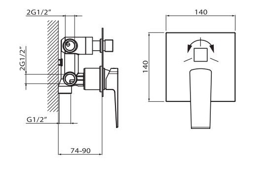 Vedo Sette bateria wannowo-prysznicowa podtynkowa chrom VBS7017