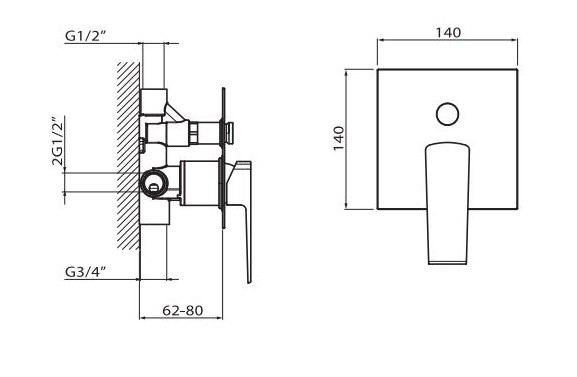 Vedo Sette bateria wannowo-prysznicowa podtynkowa chrom VBS7016