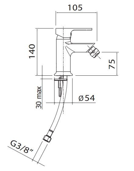 Vedo Lukka bateria bidetowa z korkiem chrom VBL2002/C