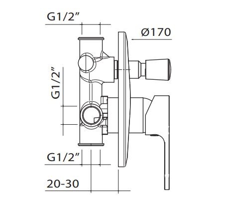Vedo Lukka bateria wannowo-prysznicowa podtynkowa chrom VBL2016