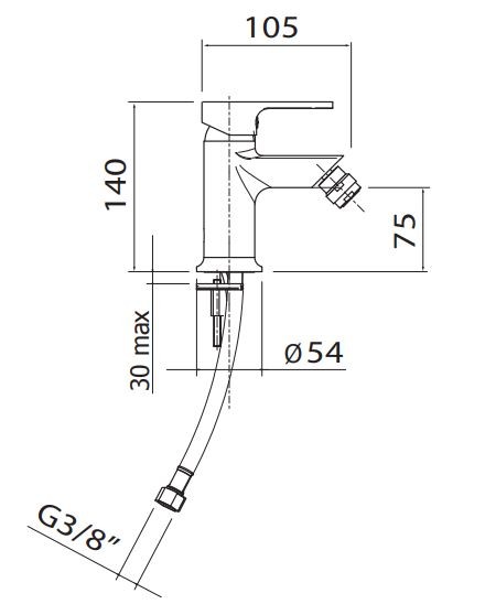 Vedo Lukka bateria bidetowa bez korka chrom VBL2002