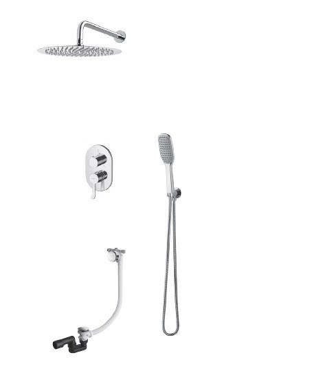 Vedo Cento kompletny sysytem podtynkowy wannowy z napełnianiem przez przelew z deszczownicą 25x25 chrom VBC1233/25