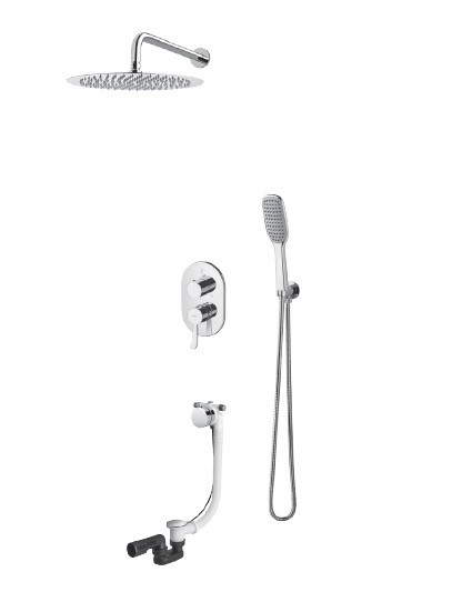 Vedo Cento kompletny sysytem podtynkowy wannowy z napełnianiem przez przelew z deszczownicą 20x20 chrom VBC1232/20