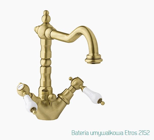 Fromac Etros bateria umywalkowa wysoka z korkiem automatycznym brąz antyczny 2152BR