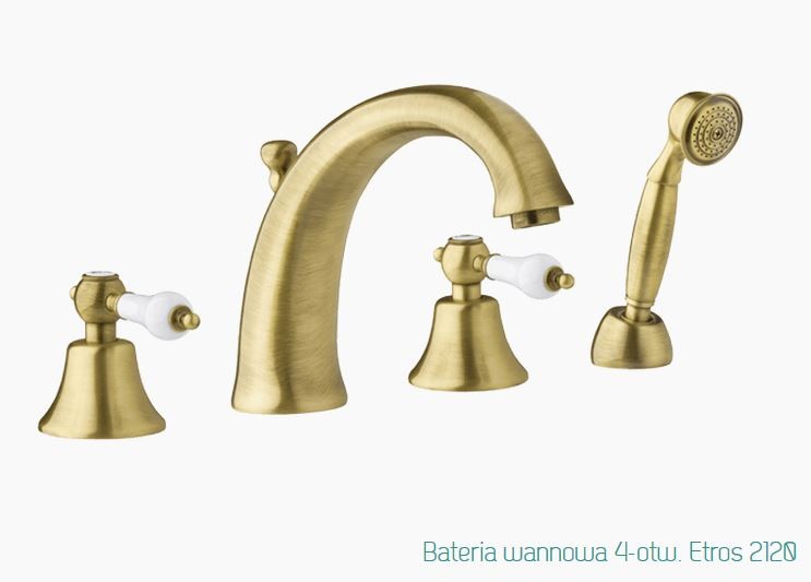 Fromac Etros bateria wannowa 4-otworowa brąz antyczny 2120BR