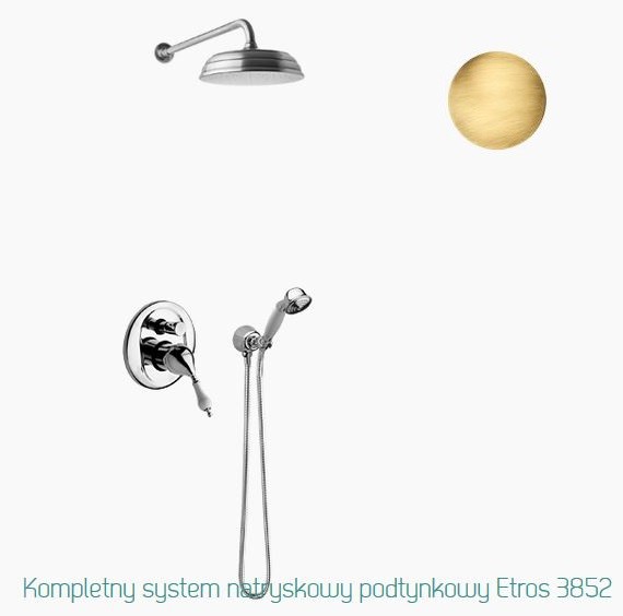 Fromac Etros kompletny system prysznicowy podtynkowy z deszczownicą brąz antyczny 3852BR
