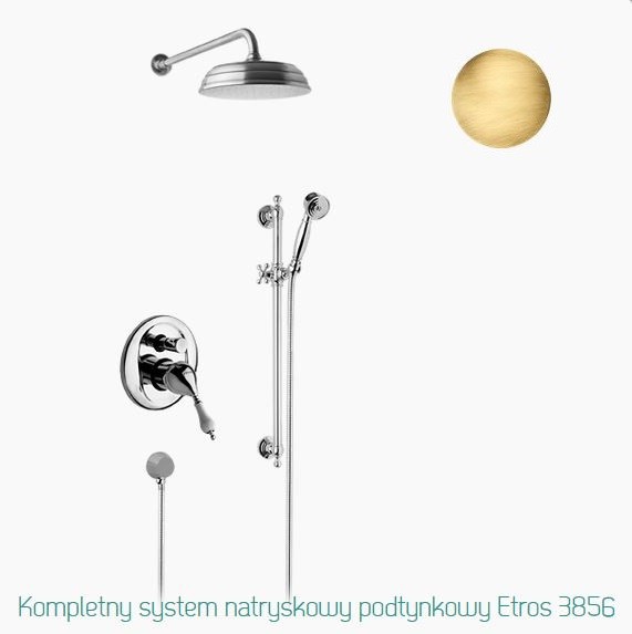 Fromac Etros kompletny system prysznicowy podtynkowy z deszczownicą brąz antyczny 3856BR