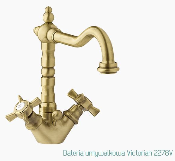 Fromac Victorian bateria umywalkowa wysoka z korkiem automatycznym brąz antyczny 2278VBR