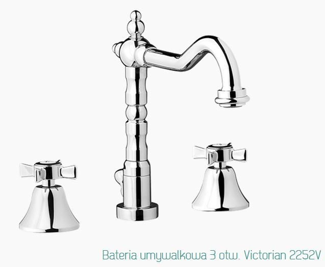 Fromac Victorian bateria umywalkowa 3-otworowa z korkiem automatycznym chrom 2252V