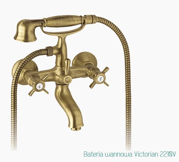 Fromac Victorian bateria wannowa ścienna z zestawem brąz antyczny 2210VBR