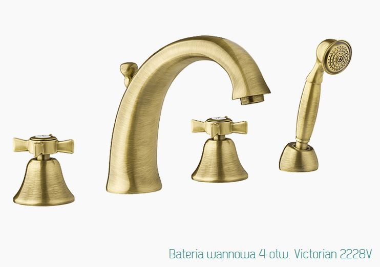 Fromac Victorian bateria wannowa 4-otworowa brąz antyczny 2228VBR