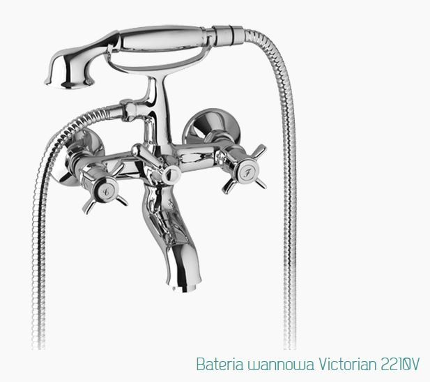 Fromac Victorian bateria wannowa ścienna z zestawem chrom 2210V