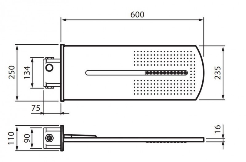 Fromac deszczownica głowica prysznicowa 2-funkcyjna prostokątna 23,5x50 chrom 6580