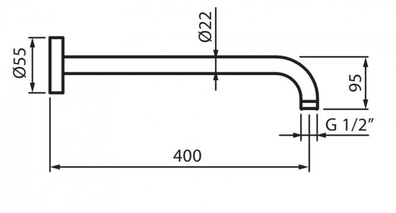 Fromac ramię ścienne deszczownicy 40cm chrom VSN0204