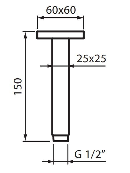 Fromac ramię sufitowe deszczownicy kwadratowe 15cm chrom VSN0152