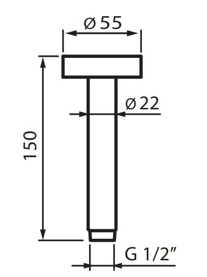 Fromac ramię sufitowe deszczownicy 15cm chrom VSN0151