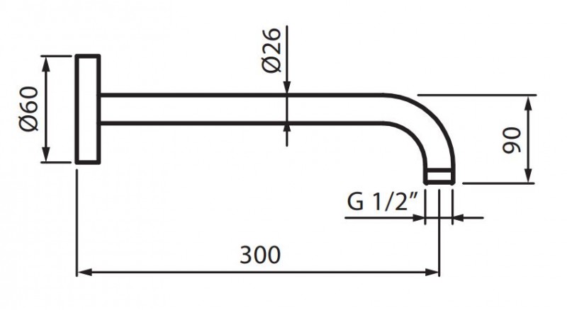 Fromac ramię ścienne deszczownicy 30cm chrom 6665