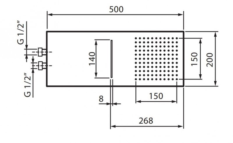 Fromac deszczownica głowica prysznicowa 2-funkcyjna prostokątna 20x50 chrom 6695