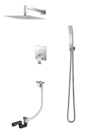 Vedo Sette kompletny system podtynkowy wannowy z napełnianiem przez przelew z deszczownicą 30x30 chrom VBS7233/30