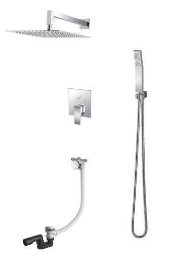 Vedo Sette kompletny system podtynkowy wannowy z napełnianiem przez przelew z deszczownicą 25x25 chrom VBS7233/25