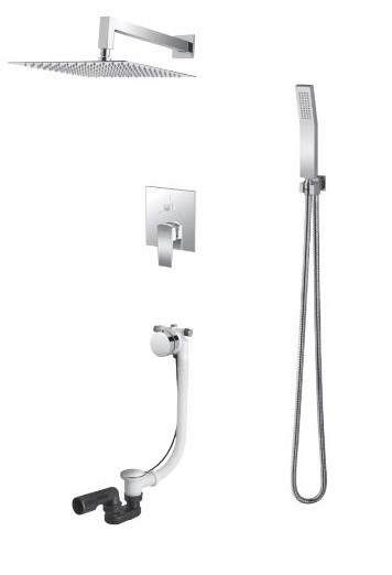 Vedo Sette kompletny system podtynkowy wannowy z napełnianiem przez przelew z deszczownicą 20x20 chrom VBS7232/20