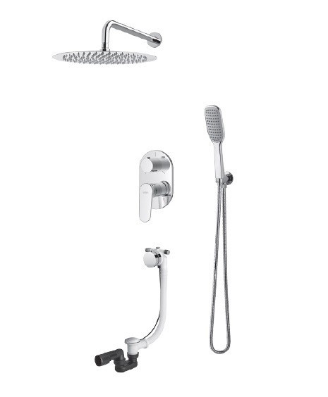 Vedo Otto kompletny system podtynkowy wannowy z napełnianiem przez przelew z deszczownicą 25x25 chrom VBO8232/25