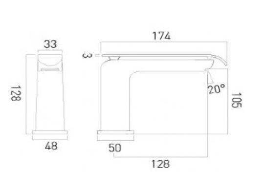 Vado Kovera bateria umywalkowa bez korka chrom KOV-100/SB-C/P