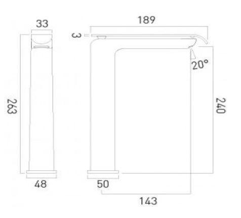 Vado Kovera bateria umywalkowa wysoka chrom KOV-100E/SB-C/P