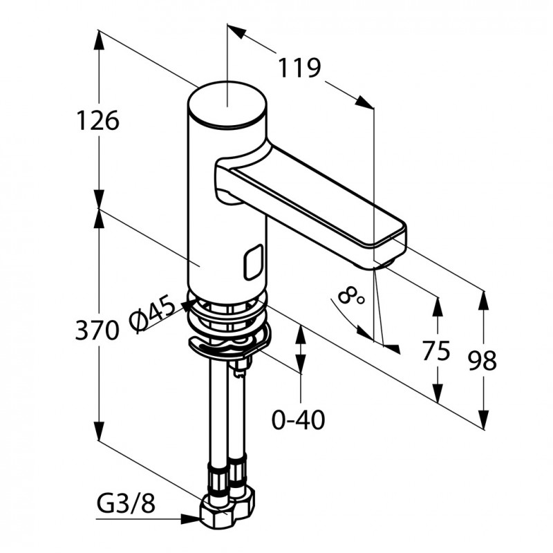 Kludi Zenta bateria umywalkowa bezdotykowa elektroniczna chrom 3820205