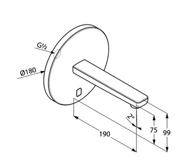 Kludi Zenta elektroniczna bateria umywalkowa podtynkowa do wody zmieszanej 190mm chrom 3850305
