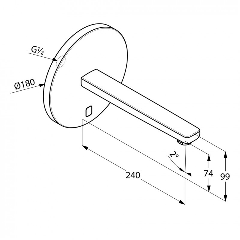 Kludi Zenta elektroniczna bateria umywalkowa podtynkowa do wody zmieszanej 240mm chrom 3840305