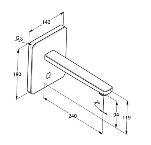 Kludi Zenta elektroniczna bateria umywalkowa podtynkowa do wody zmieszanej 240mm chrom 3840205